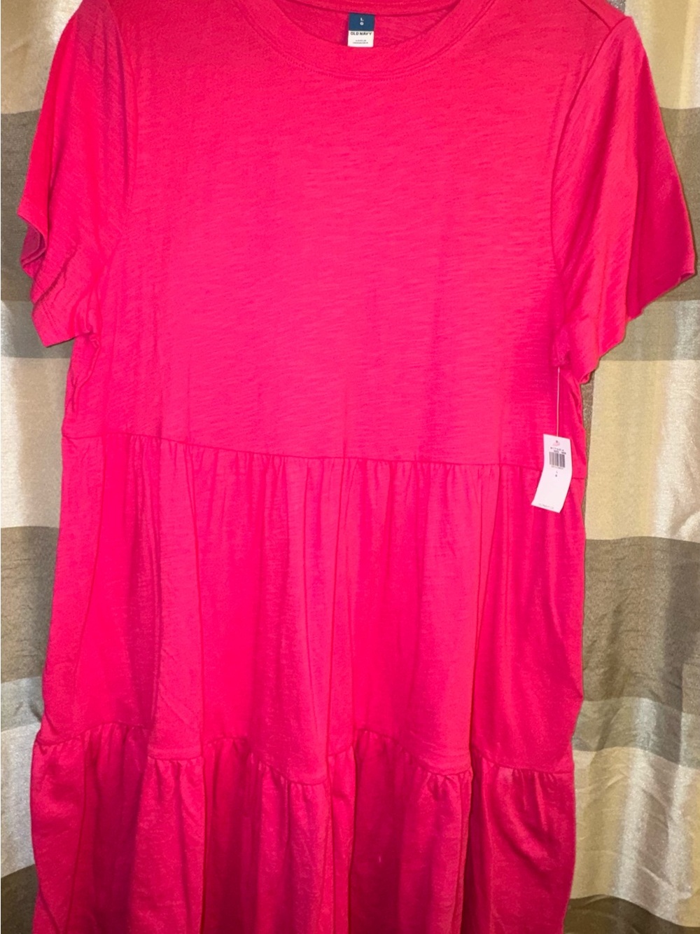 Old Navy Hot Pink Tiered Short Sleeve Dress